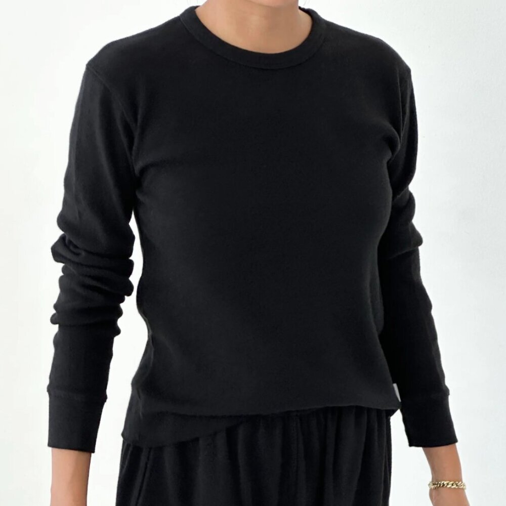 Le Bon Shoppe Pointelle Fundamental Tee in Black NWT - Picture 2 of 4